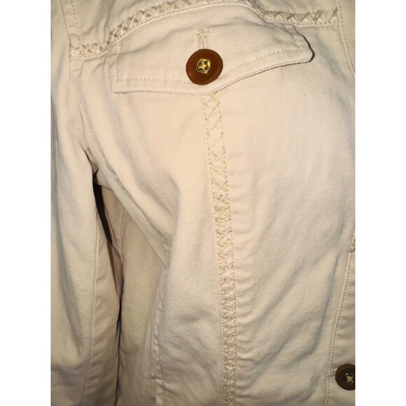 Jones New York Signature Beige Jacket M Cotton/Spandex Structured Old Money Work - Picture 12 of 13